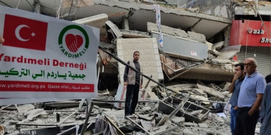 Siyonist İsrail'in saldırısında Yardımeli Derneğinin Gazze ofisi de bombalandı