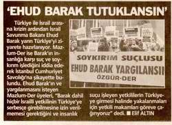 Ehud Barak Tutuklansın!