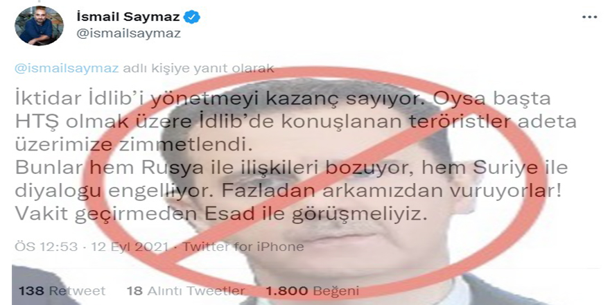 İsmail Saymaz Suriye’nin katili ile görüşmeliyiz diyor!