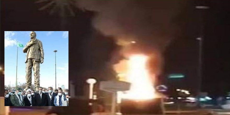 Süleymani’nin İran’da sabah açılan heykeli akşam yakıldı
