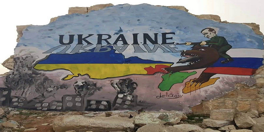 İdlibli Aziz Asmar çizdiği grafiti ile Ukrayna'ya destek mesajı verdi