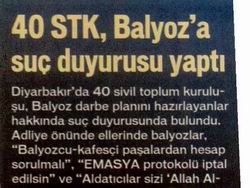 40 STK, Balyoz'a Suç Duyurusu Yaptı