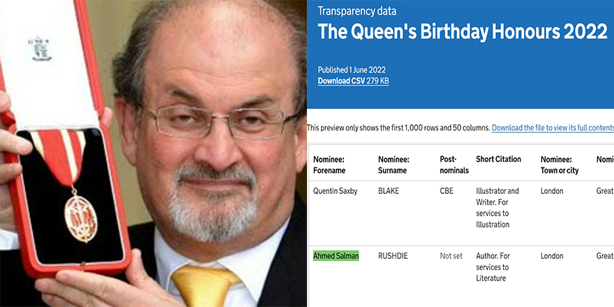 İngiltere Kraliçesi 'Şeytan Ayetleri' yazarı Salman Rüşdi’yi onurlandırıyor!