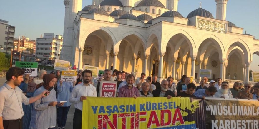 İşgalci İsrail’in saldırıları Ankara’da protesto edildi
