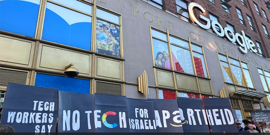 Google ve Amazon çalışanları, İsrail apartheidiyle anlaşma yapılmasını protesto ediyor