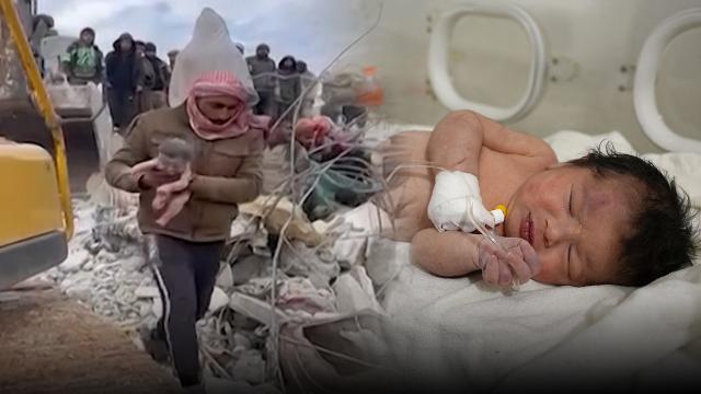 Suriye'de enkaz altında doğan bebek hayata tutundu