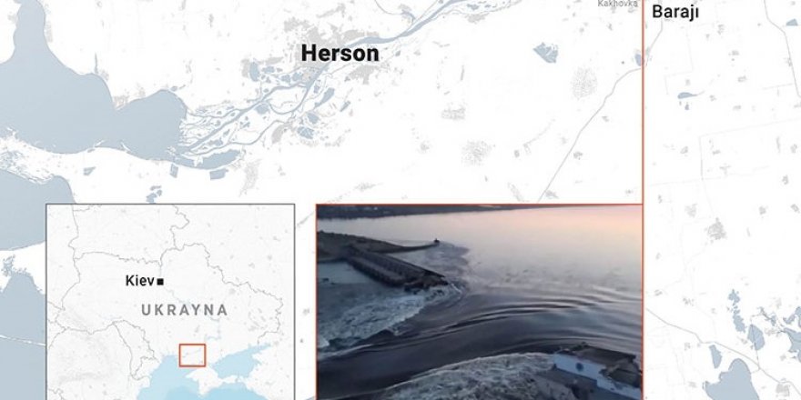 Ukrayna'da Baraj vuruldu, bölge sel tehdidiyle karşı karşıya
