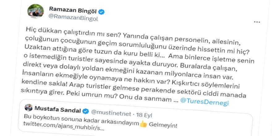 TÜRES Başkanı Ramazan Bingöl'den ırkçı Mustafa Sandal’a anlamlı tepki