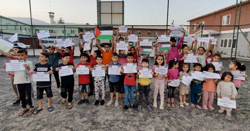 Suriyeli yetimlerden Gazze halkına destek
