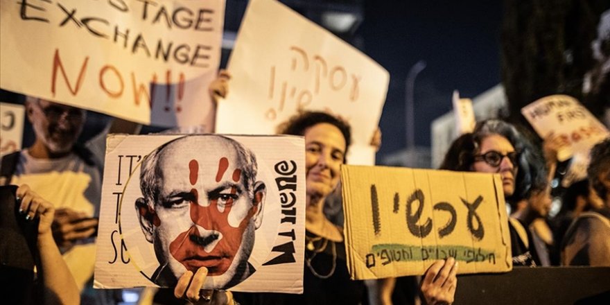 Gazze'de ateşkes isteyen Yahudiler, Tel Aviv'de yine gösteri düzenledi