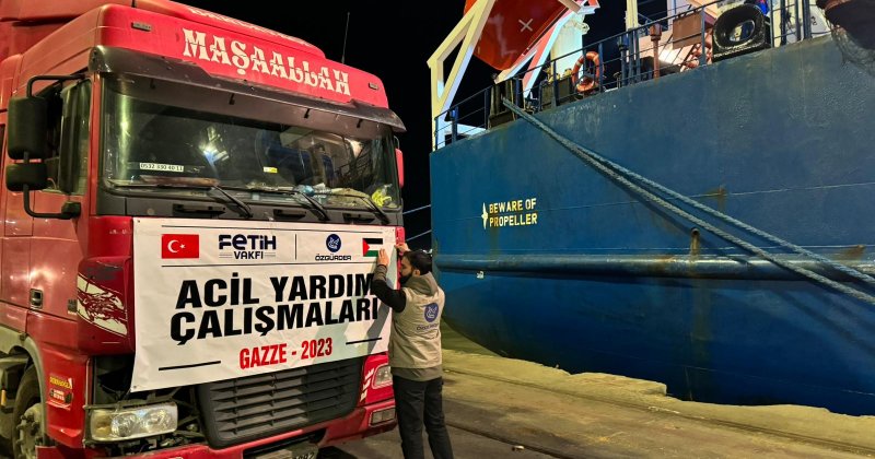 Fetih Vakfı ve Özgür-Der’den Gazze insani yardım gemisine 1 tır gıda desteği
