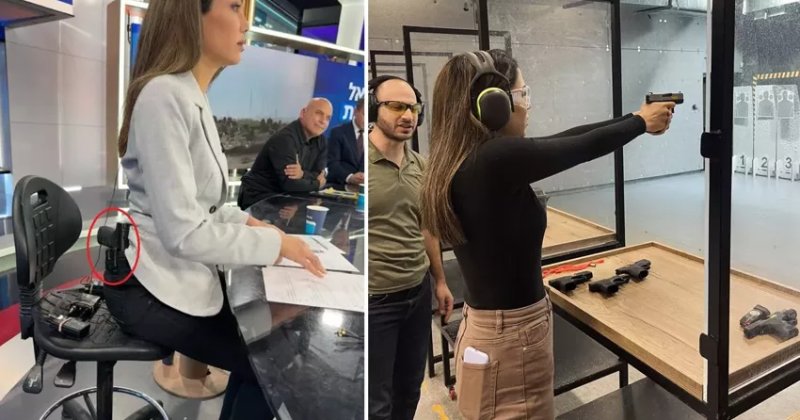 İsrailli kadın sunucu, belinde tabancayla yayına katıldı