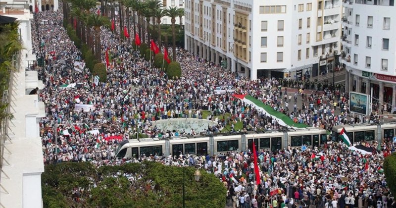Fas'ta Gazze'ye destek için 56 kentte 113 gösteri düzenlendi