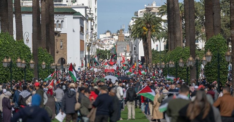 Fas'ta Gazze'ye destek için 50 kentte 110 gösteri düzenlendi