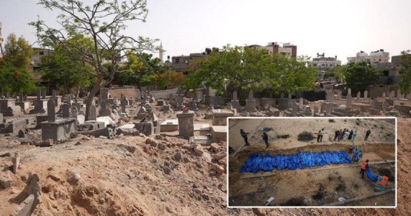 Katil İsrail mezarlığı bombaladı