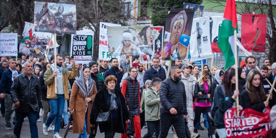 Karadağ'da İsrail'in Gazze'ye yönelik saldırıları protesto edildi