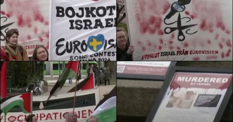 Protestocular İsrail'in Eurovision yarışmasından menedilmesini istedi