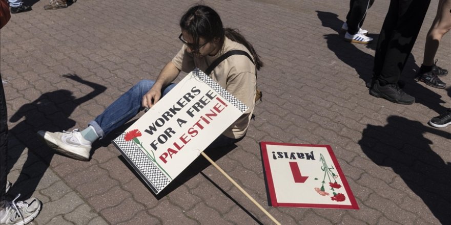 Almanya'daki 1 Mayıs yürüyüşünde "Özgür Filistin" sloganları