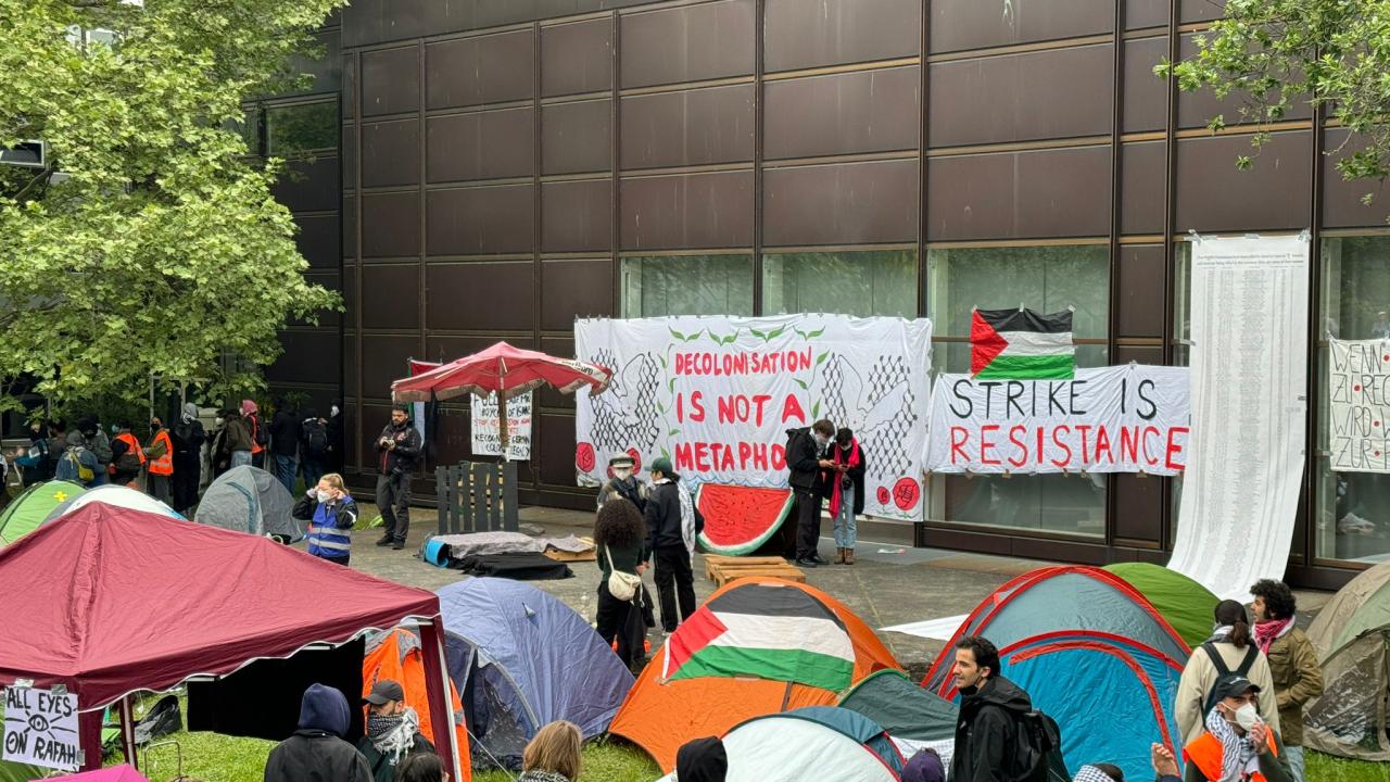 Berlin'de Hür Üniversitesi'nde Filistin’e destek eylemi