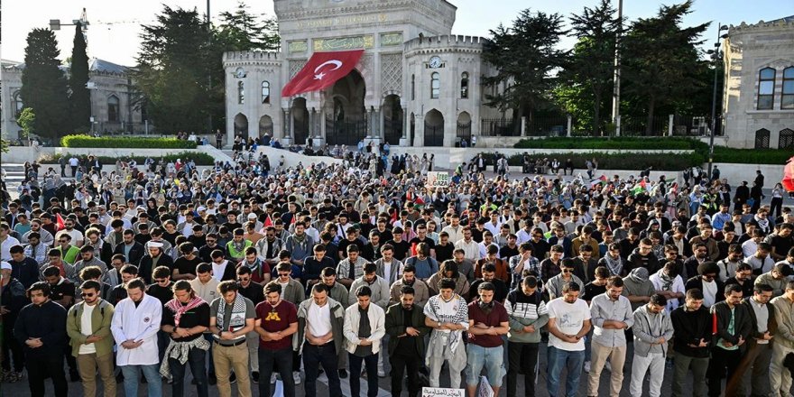 İstanbul’daki 20 üniversitenin öğrencileri ortak Gazze eylemi gerçekleştirdi