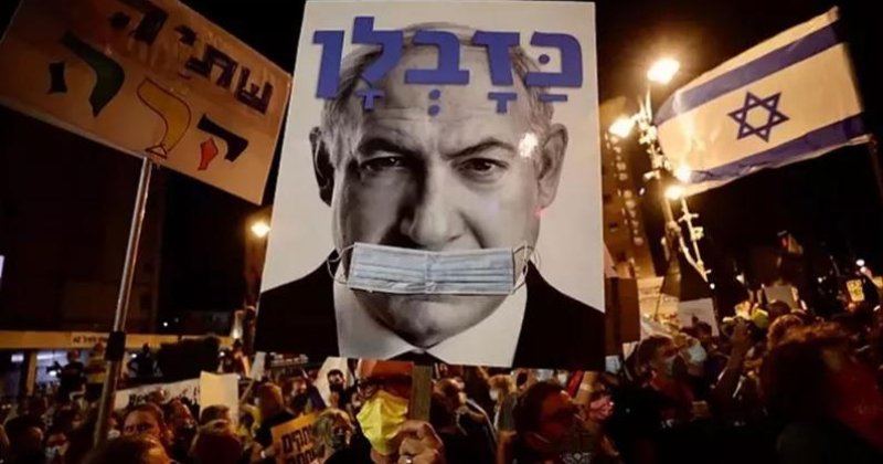 Netanyahu'nun istifasını isteyen göstericilere işgal polisinden sert müdahale