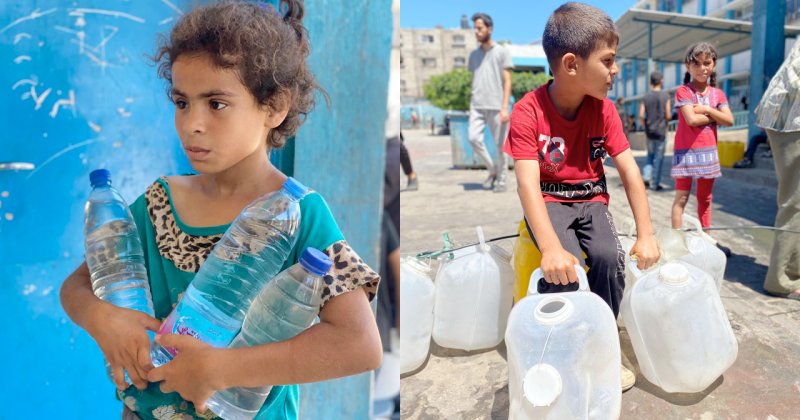 Gazze'de çocuklar gıda ve su bulmak için her gün saatler harcıyor