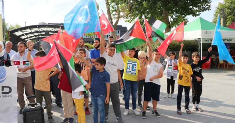Niğde'de çocuklar, katil İsrail'in Filistin'e yönelik saldırılarını protesto etti