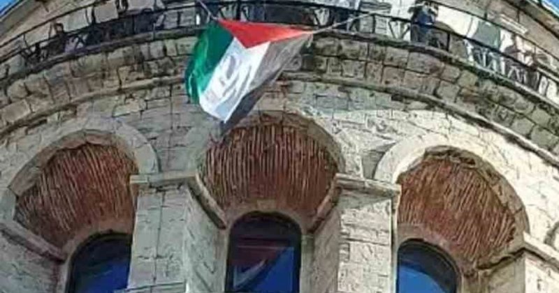 Filistin bayrağı açan gençlere güvenlik şiddeti