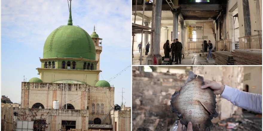 Filistinliler, siyonistlerin ateşe verdiği tarihi camiyi onarmaya çalışıyor