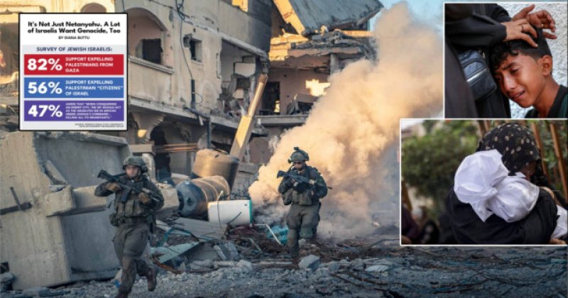 İşgal rejimindeki yahudilerin büyük çoğunluğu Gazze'de soykırım istiyor