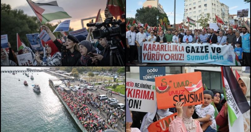 Küresel Sumud Filosu'na destek için birçok ilde yürüyüş düzenlendi