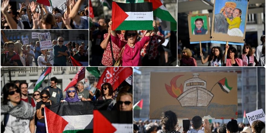 İspanya'da 12 kentteki meydanlarda Filistin'e destek gösterisi düzenlendi