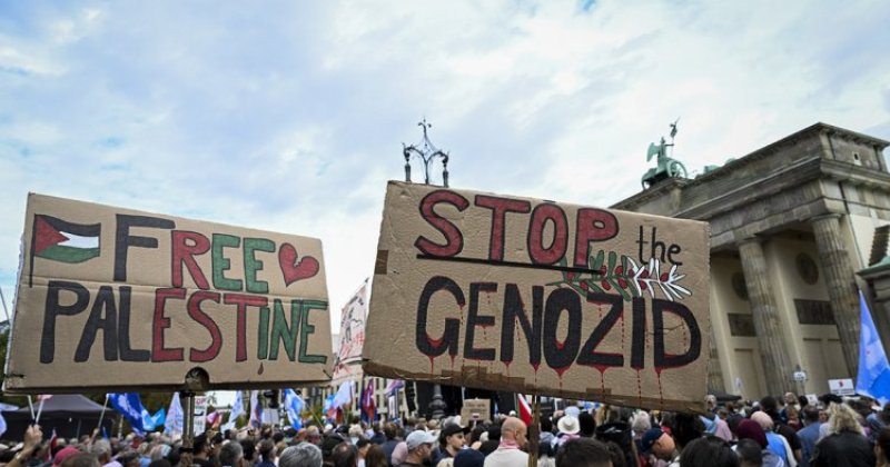 Avrupa  Berlin'de "Gazze'de soykırımı durdurun" çağrısıyla barış gösterisi yapıldı