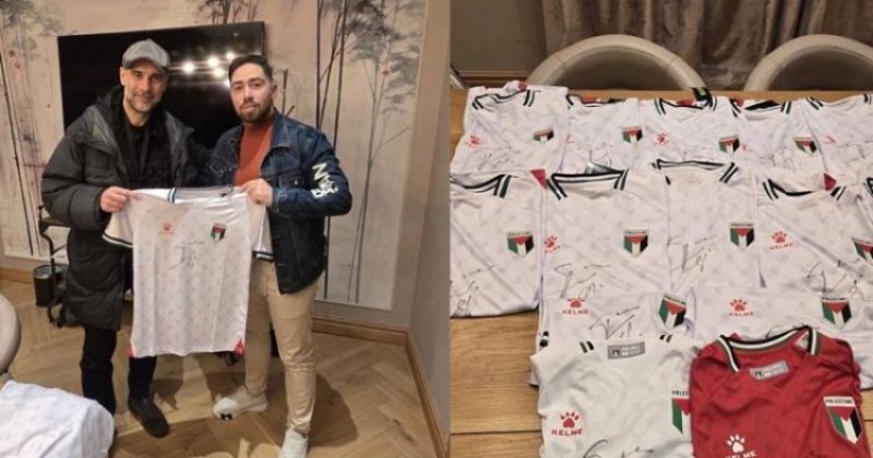 Guardiola, Gazze'deki ampute futbol takımına destek için Filistin milli takımı formalarını imzaladı