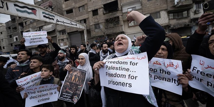 Siyonist İsrail’in Filistinlilere yönelik idam cezası yasası Şam’da protesto edildi