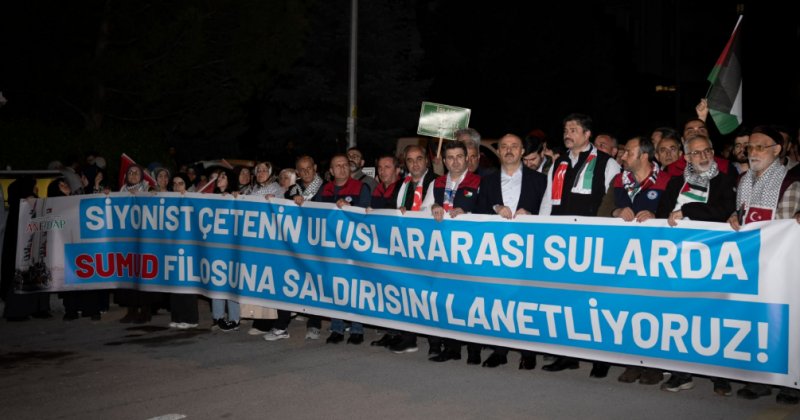 Küresel Sumud Filosu saldırısı Ankara'da protesto edildi