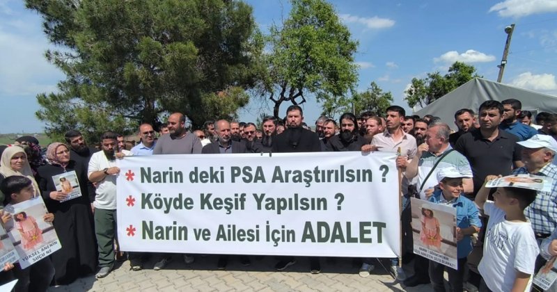 STK temsilcileri Narin Güran cinayetinin yeniden soruşturulması talebiyle basın açıklaması yaptı
