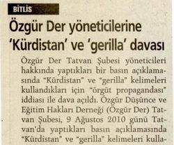 Özgür-Der Yöneticilerine 'Kürdistan' ve 'Gerilla' Davası