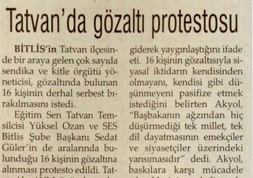 Tatvan'da Gözaltı Protestosu