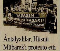 Antalyalılar, Hüsnü Mübarek'i Protesto Etti