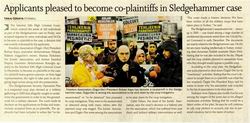 Applicants Pleased To Become Co-Plaintiffs In Sledgehammer Case