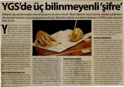 YGS'de Üç Bilinmeyenli 'Şifre'