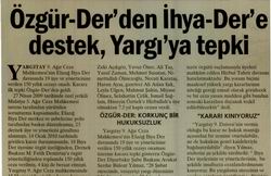 Özgür-Der'den İhya-Der'e Destek, Yargı'ya Tepki