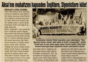 Aksa'nın Muhafızını Hapseden İngiltere, Siyonistlere Köle!