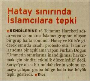 Hatay Sınırında İslamcılara Tepki
