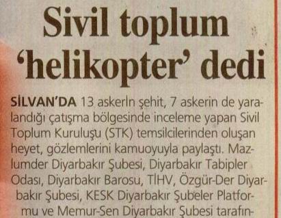 Sivil Toplum 'Helikopter' Dedi