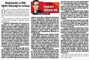 Başbakanlık ve Milli Eğitim Bakanlığı'na mektup