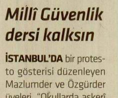 Millî Güvenlik Dersi Kalksın
