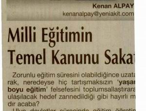Milli Eğitimin Temel Kanunu Sakat