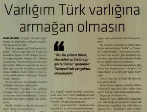 Varlığım Türk Varlığına Armağan Olmasın!